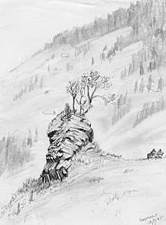 Pencil drawing at Bonderalp
