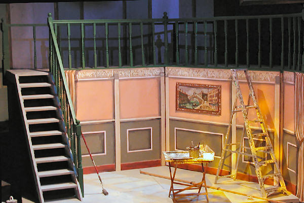 Setting up the dining room walls flats.