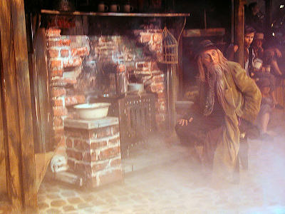 Fagin at his fireplace